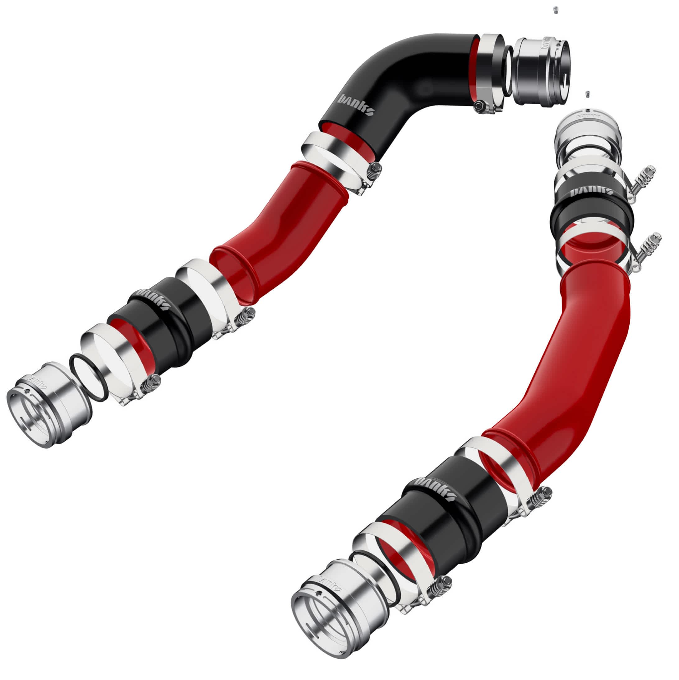 Banks boost tube kit 26012 exploded view with couplers and clamps