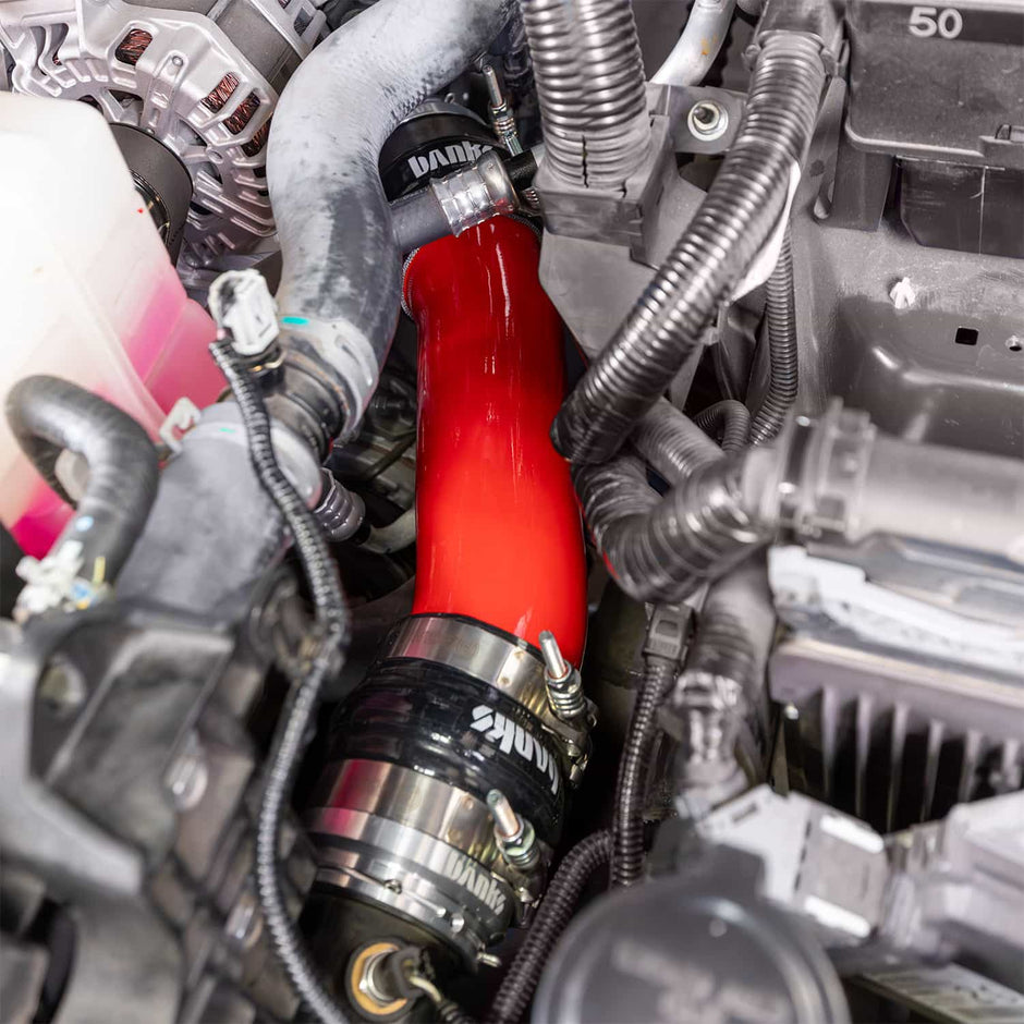 Banks cold side boost tube installed, close up