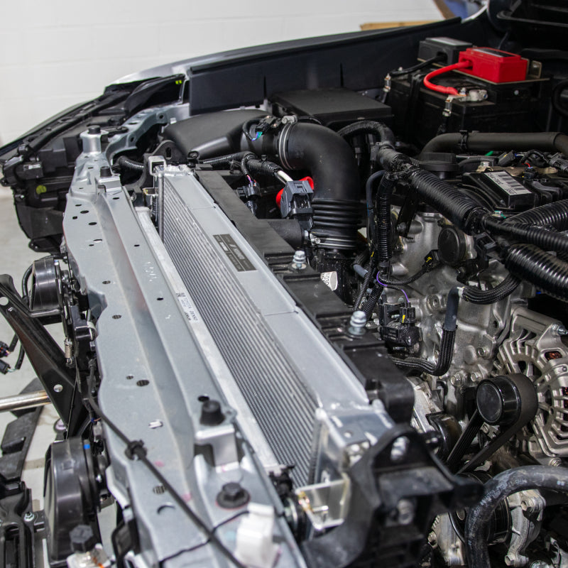Mishimoto 2024+ Tacoma radiator TIG-welded end tank detail