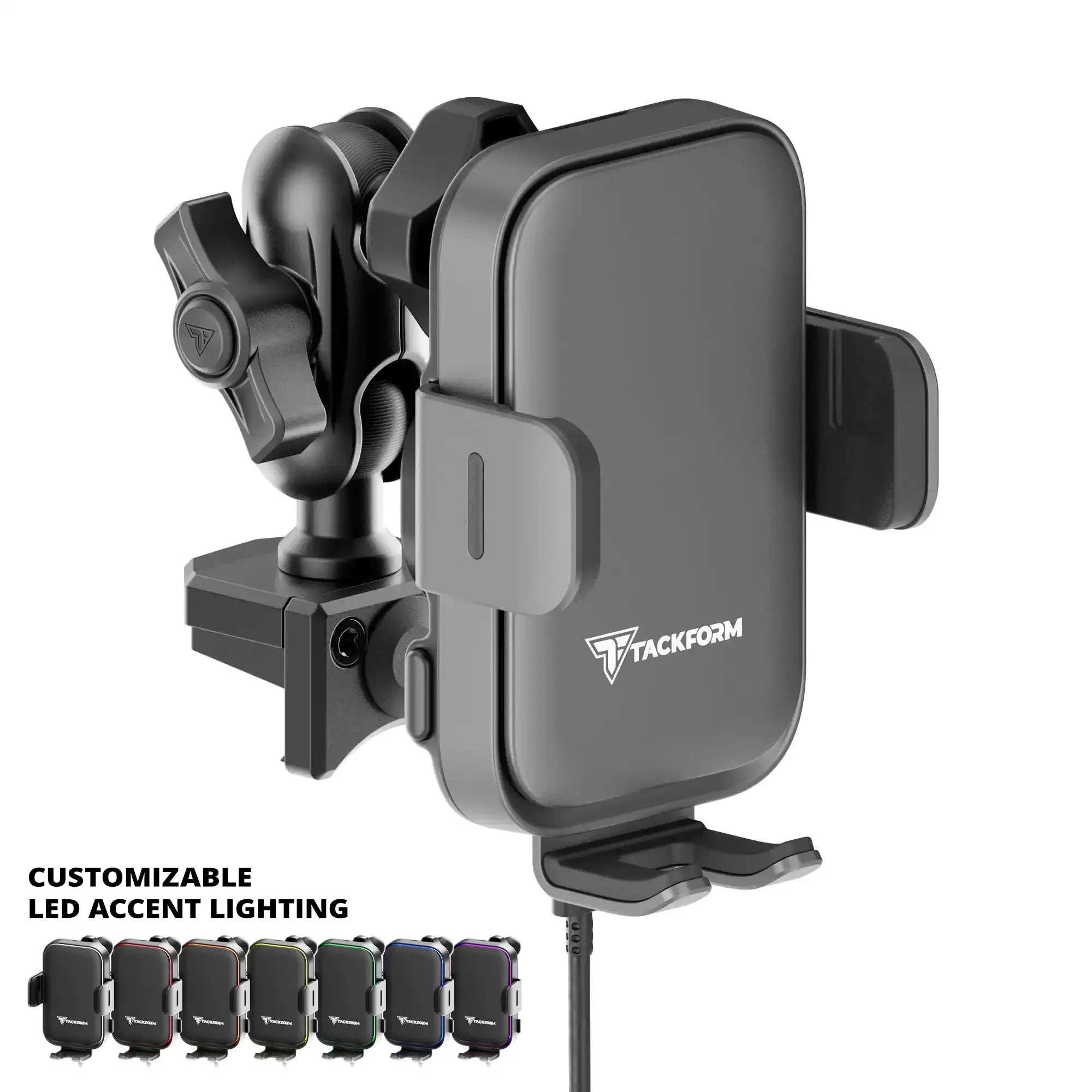 Tackform 2024+ Tacoma dash clip with Qi wireless charging holder and LED accent